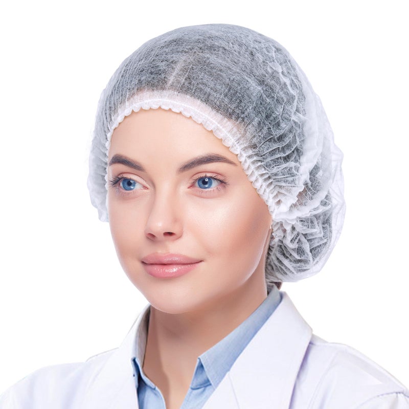 TaShow 120 Pcs Disposable Bouffant Caps  21 Inches Hair Nets for Women and Men  Polypropylene Non-Woven Hair Nets for Food Service Workers  Labs  Hospital  Salon  Kitchen (White) - Image 1
